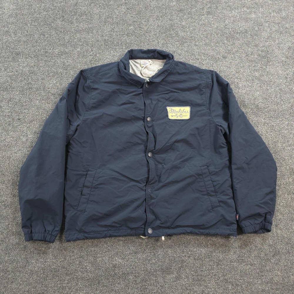 Faherty Jacket Mens Large Blue Malibu Surf Club Coach Windbreaker Embroidered